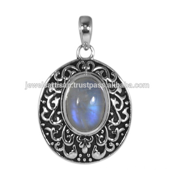 Rainbow Moonstone Gemstone 925 Sterling Silver Pendant